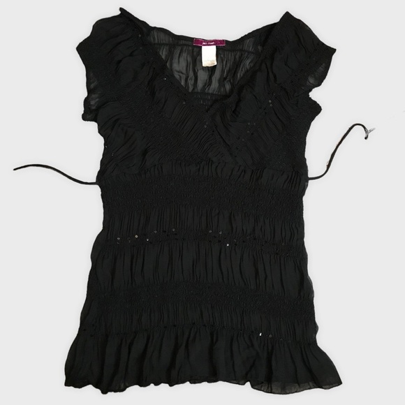 Vintage Tops - Y2K 90s sheer smocked top